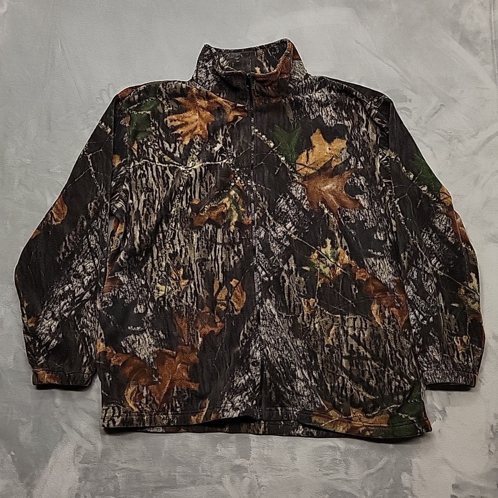 Jerzees Jacket Mens 2XL Multi Real Tree Camo Full Zip Fleece Hunting Utility